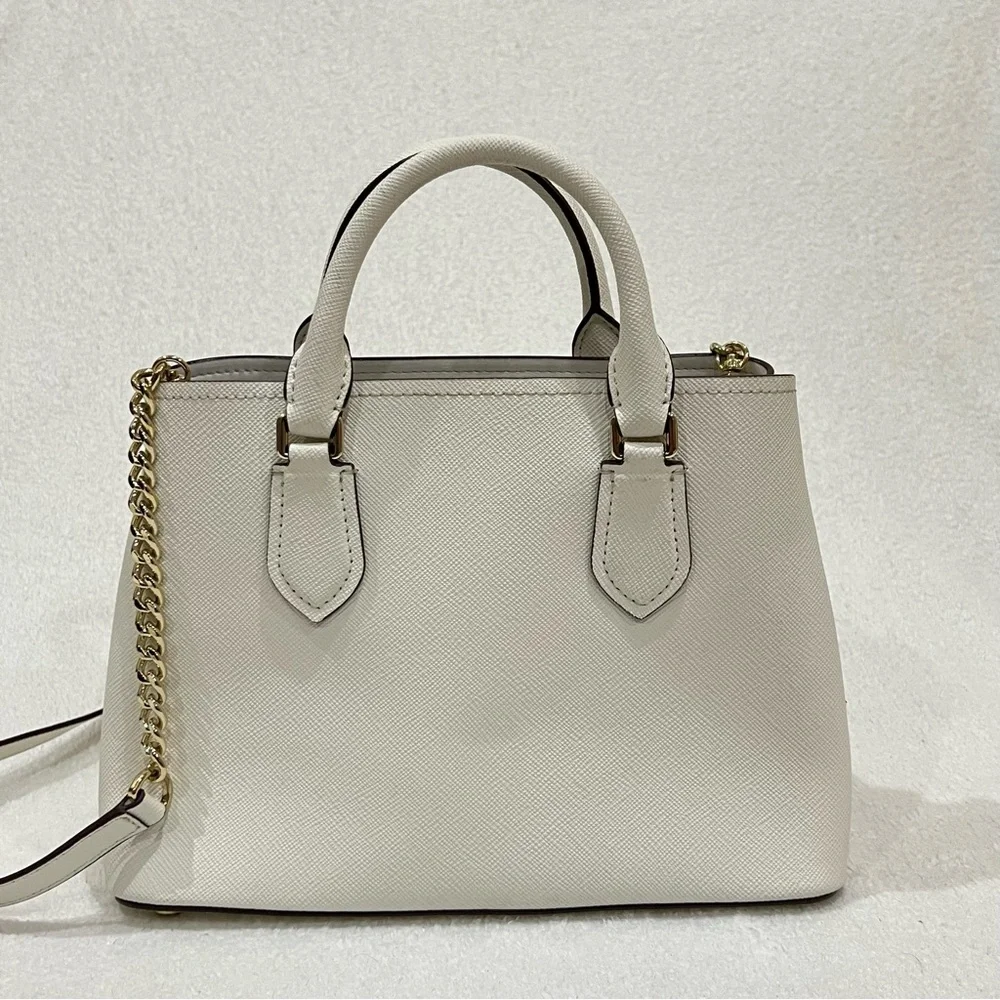 DKNY Ivory Leather Bianca Medium Satchel Bag